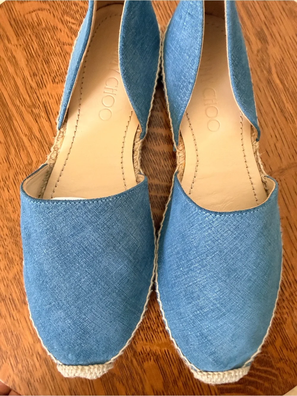 Jimmy Choo Dreya Blue Denim d’Orsay Espadrille Slip-Ons Size 40.5/US10